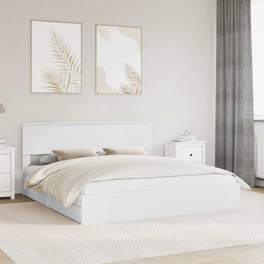 Storage Bed with Headboard White 180 x 200 cm Engineered Wood