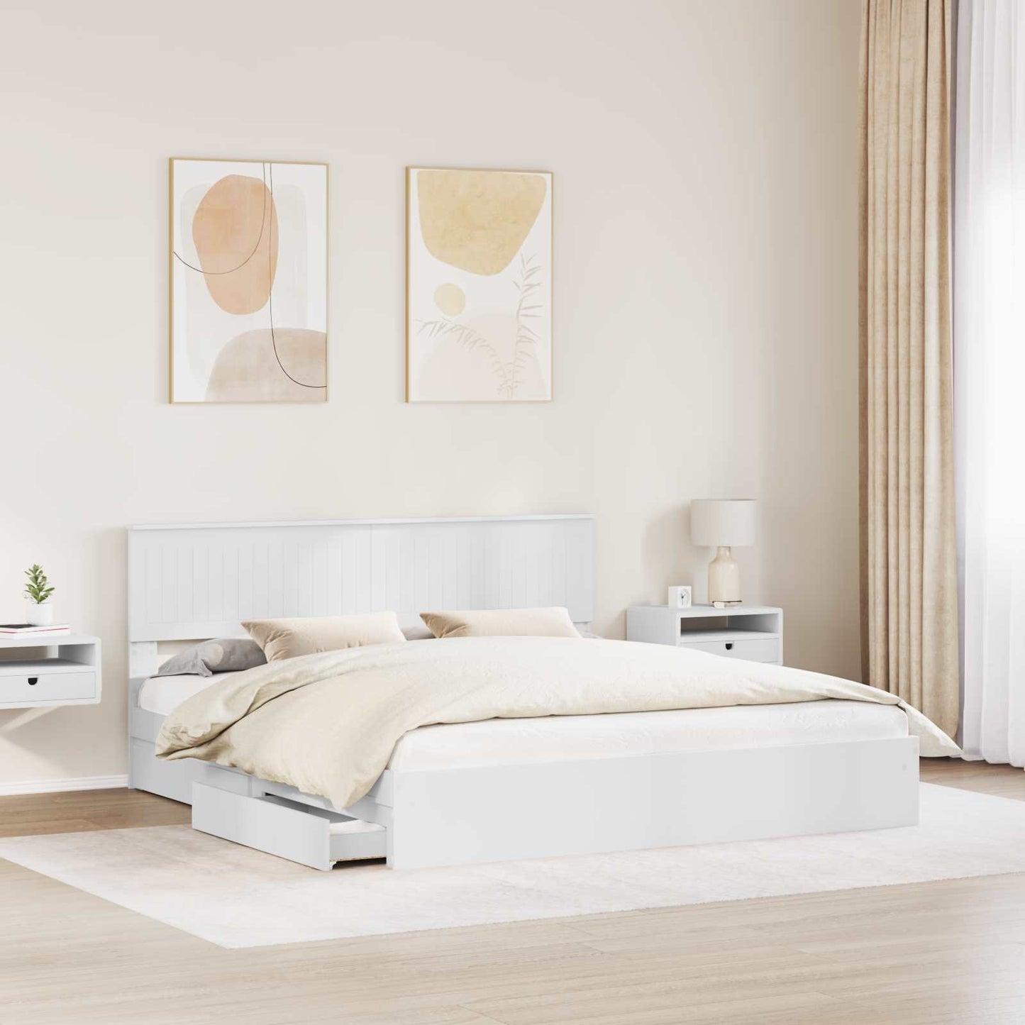 Storage Bed with Headboard White 180 x 200 cm Engineered Wood