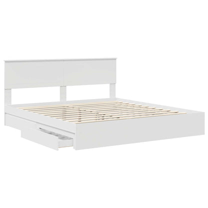 Storage Bed with Headboard White 180 x 200 cm Engineered Wood