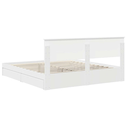 Storage Bed with Headboard White 180 x 200 cm Engineered Wood