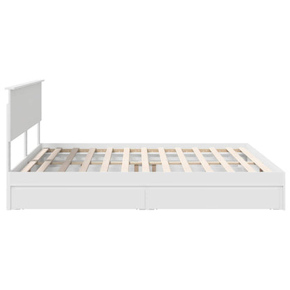 Storage Bed with Headboard White 180 x 200 cm Engineered Wood