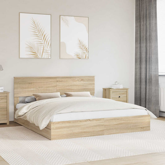 Storage Bed with Drawer Sonoma Oak 180 x 200 cm Engineered Wood
