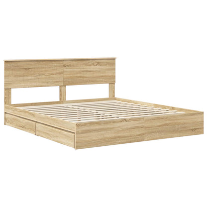 Storage Bed with Drawer Sonoma Oak 180 x 200 cm Engineered Wood