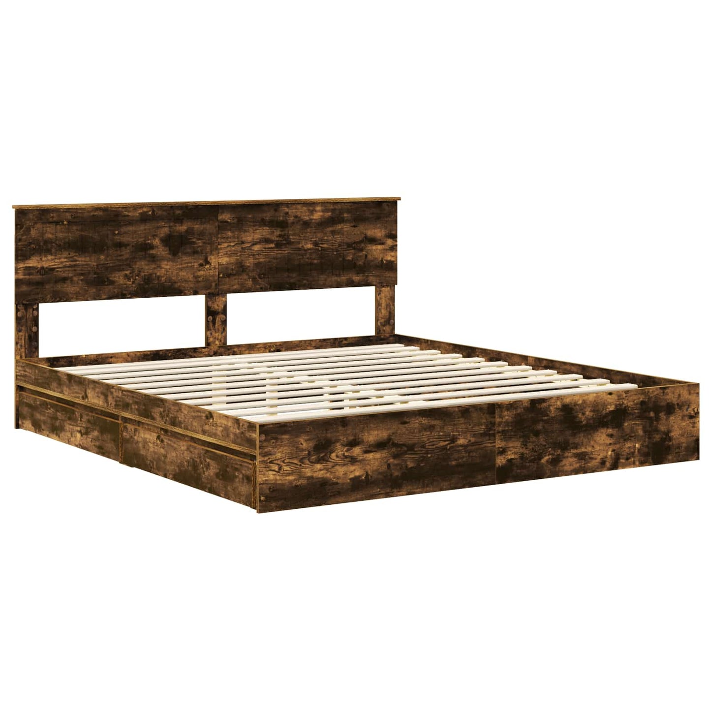Storage Bed with Drawer Smoked Oak 180 x 200 cm Engineered Wood