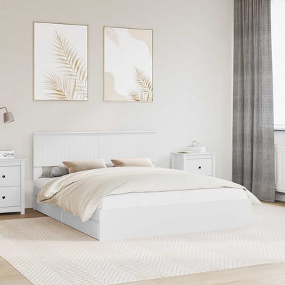 Storage Bed with Headboard White 160 x 200 cm Engineered Wood