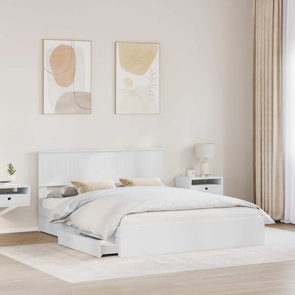 Storage Bed with Headboard White 160 x 200 cm Engineered Wood