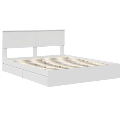 Storage Bed with Headboard White 160 x 200 cm Engineered Wood