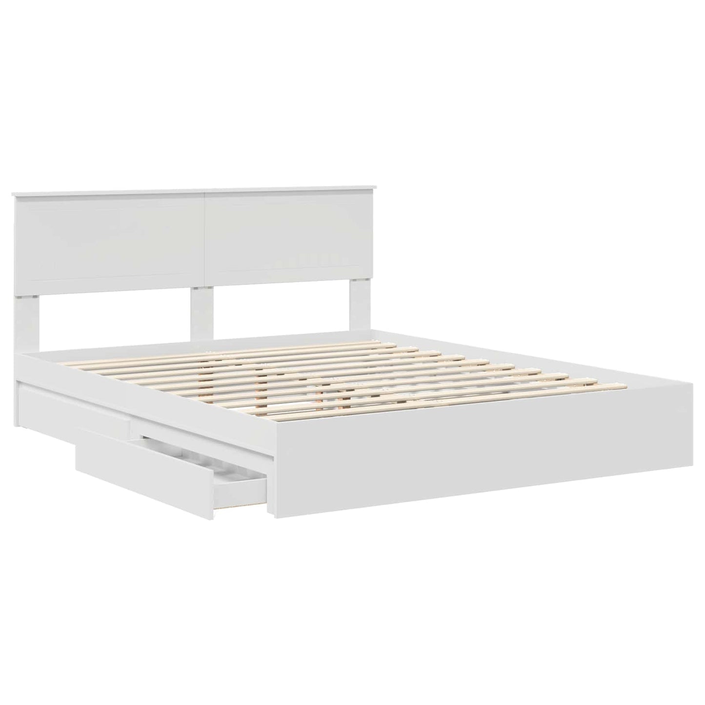 Storage Bed with Headboard White 160 x 200 cm Engineered Wood