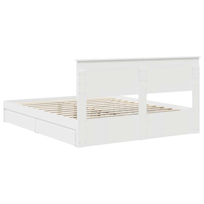 Storage Bed with Headboard White 160 x 200 cm Engineered Wood