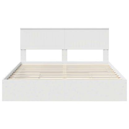 Storage Bed with Headboard White 160 x 200 cm Engineered Wood