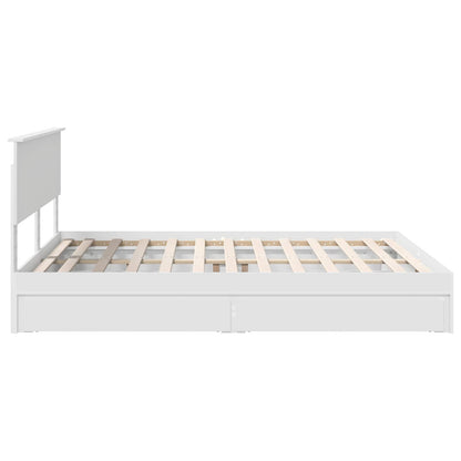 Storage Bed with Headboard White 160 x 200 cm Engineered Wood