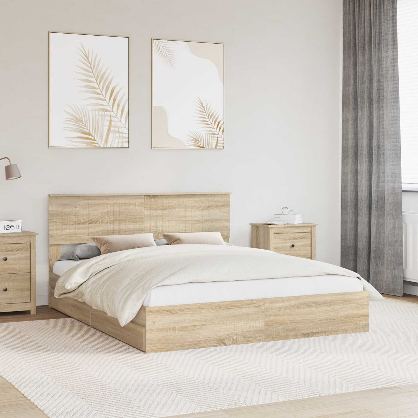 Storage Bed with Drawer Sonoma Oak 160 x 200 cm Engineered Wood