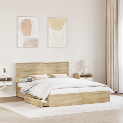 Storage Bed with Drawer Sonoma Oak 160 x 200 cm Engineered Wood