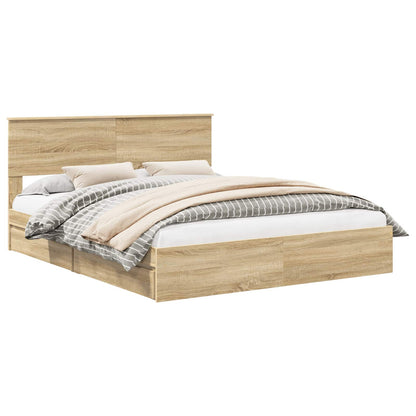 Storage Bed with Drawer Sonoma Oak 160 x 200 cm Engineered Wood