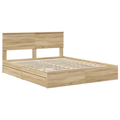 Storage Bed with Drawer Sonoma Oak 160 x 200 cm Engineered Wood
