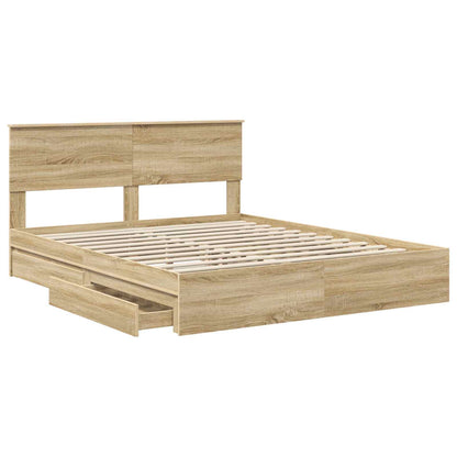 Storage Bed with Drawer Sonoma Oak 160 x 200 cm Engineered Wood