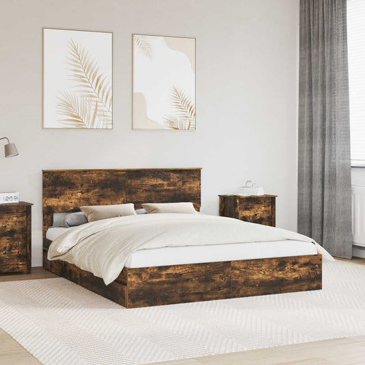 Bed Frame with Drawer with Headboard Manual Engineered Wood