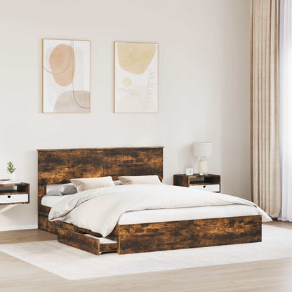 Bed Frame with Drawer with Headboard Manual Engineered Wood