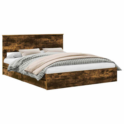 Bed Frame with Drawer with Headboard Manual Engineered Wood