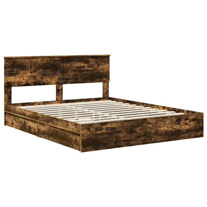 Bed Frame with Drawer with Headboard Manual Engineered Wood