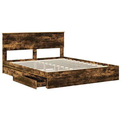 Bed Frame with Drawer with Headboard Manual Engineered Wood