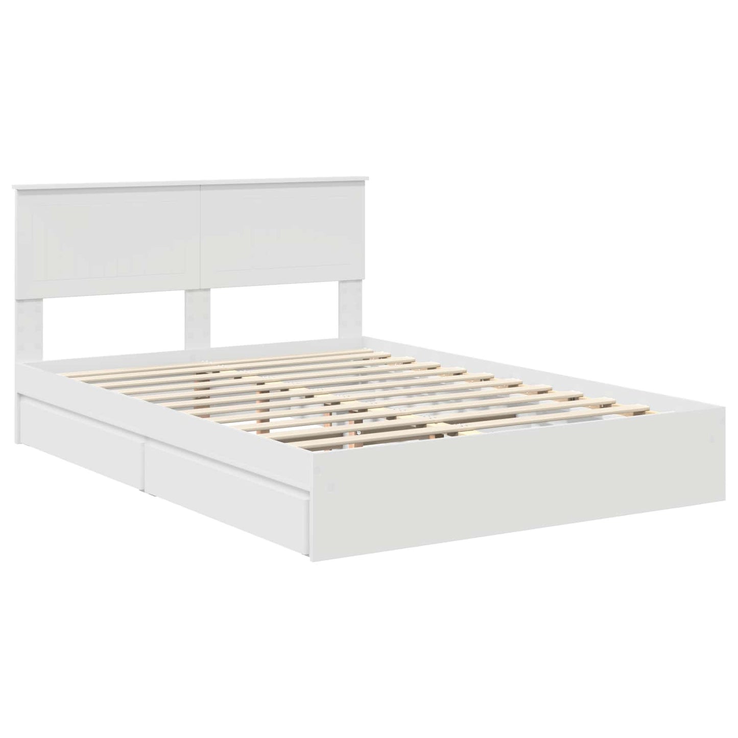Storage Bed with Headboard White 140 x 200 cm Engineered Wood