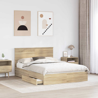 Storage Bed with Drawer Sonoma Oak 140 x 200 cm Engineered Wood
