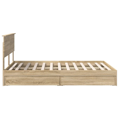 Storage Bed with Drawer Sonoma Oak 140 x 200 cm Engineered Wood