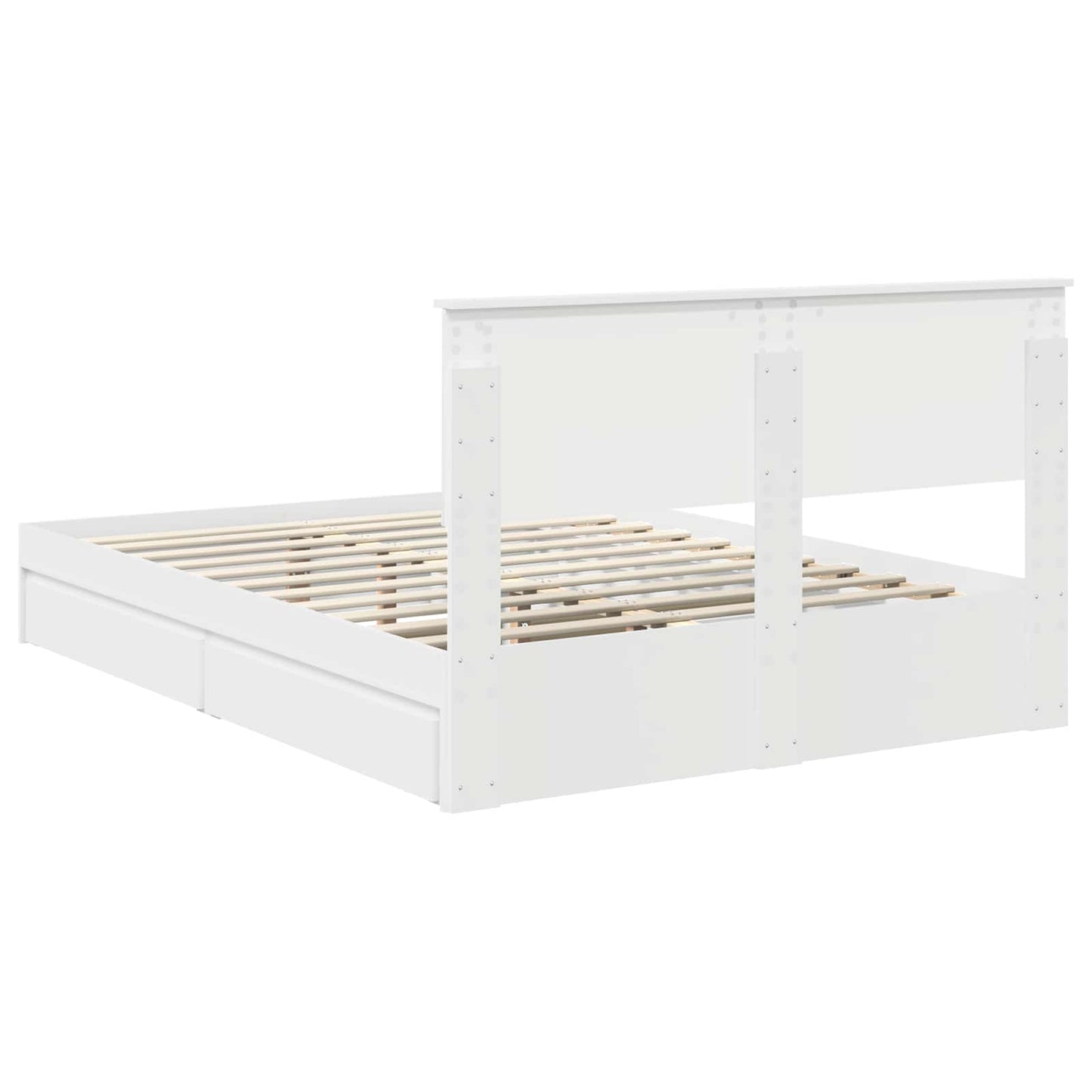 Storage Bed with Headboard White 140 x 190 cm Engineered Wood