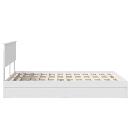 Storage Bed with Headboard White 140 x 190 cm Engineered Wood