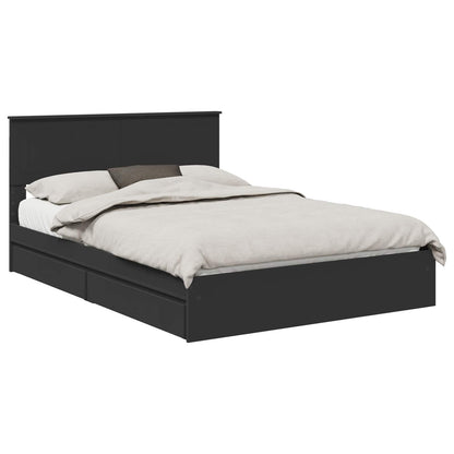 Storage Bed with Headboard Black 140 x 190 cm Engineered Wood