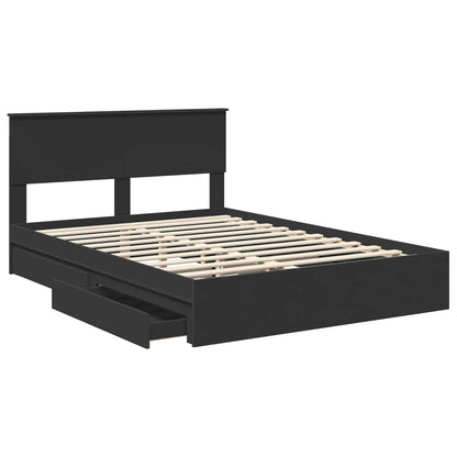 Storage Bed with Headboard Black 140 x 190 cm Engineered Wood
