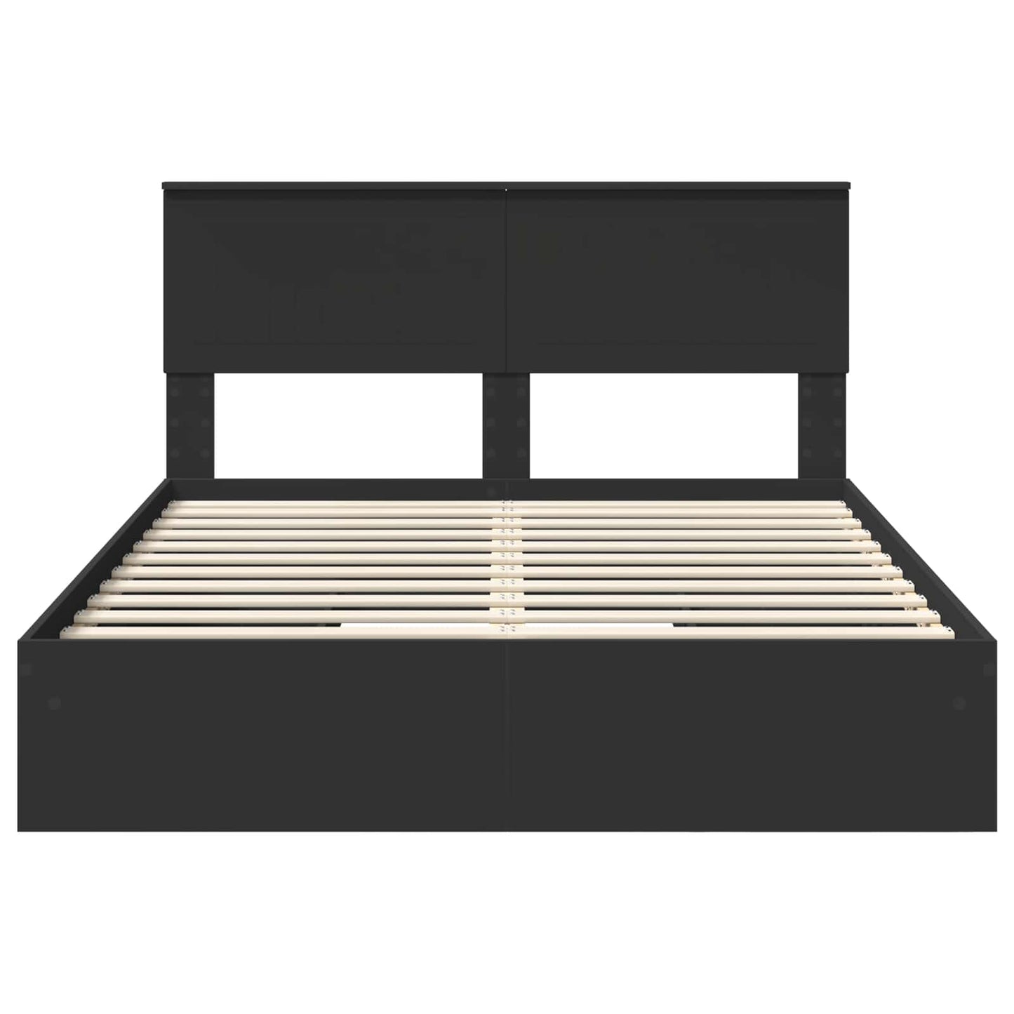 Storage Bed with Headboard Black 140 x 190 cm Engineered Wood