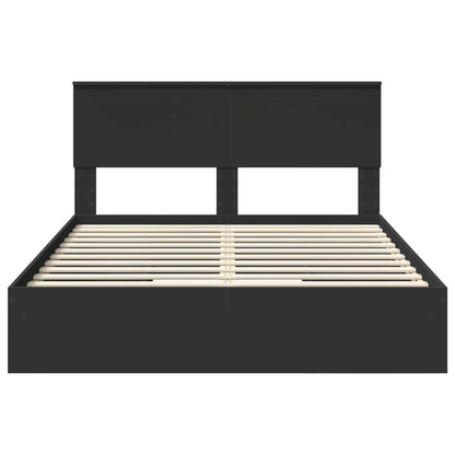 Storage Bed with Headboard Black 140 x 190 cm Engineered Wood