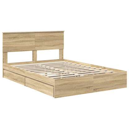Storage Bed with Drawer Sonoma Oak 140 x 190 cm Engineered Wood