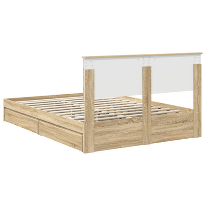 Storage Bed with Drawer Sonoma Oak 140 x 190 cm Engineered Wood