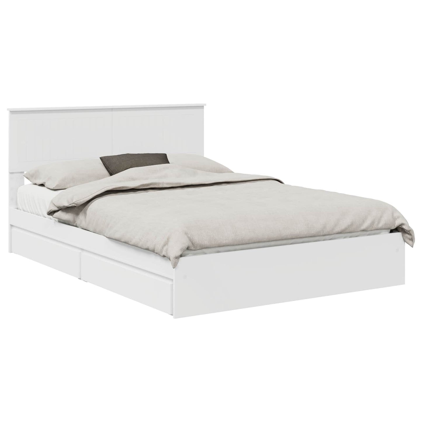 Storage Bed with Headboard White 135 x 190 cm Engineered Wood
