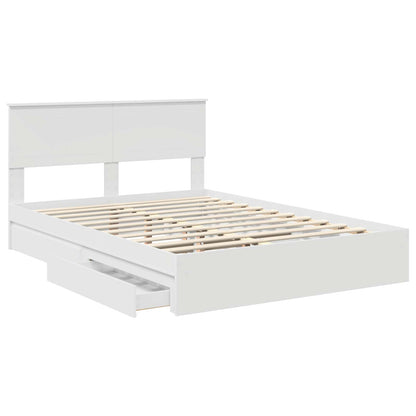 Storage Bed with Headboard White 135 x 190 cm Engineered Wood