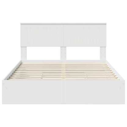 Storage Bed with Headboard White 135 x 190 cm Engineered Wood