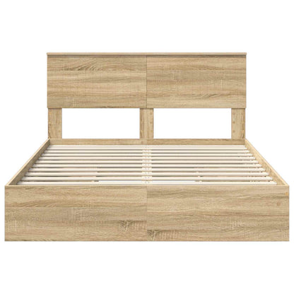 Storage Bed with Drawer Sonoma Oak 135 x 190 cm Engineered Wood