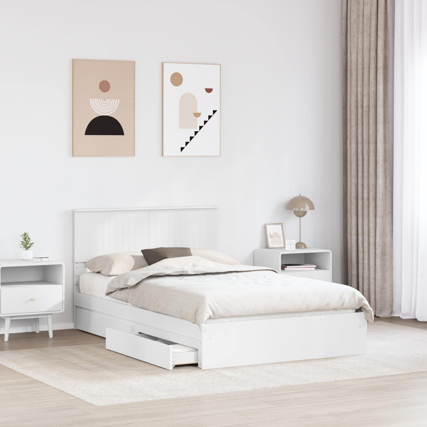 Storage Bed with Headboard White 120 x 200 cm Engineered Wood