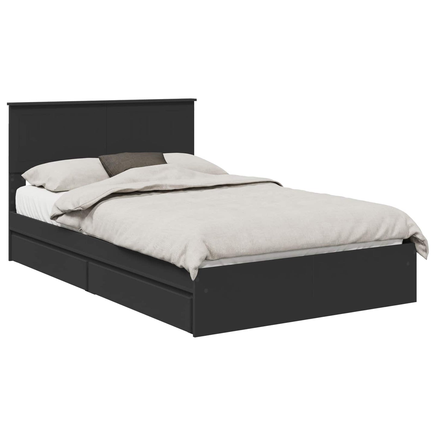 Storage Bed with Headboard Black 120 x 200 cm Engineered Wood