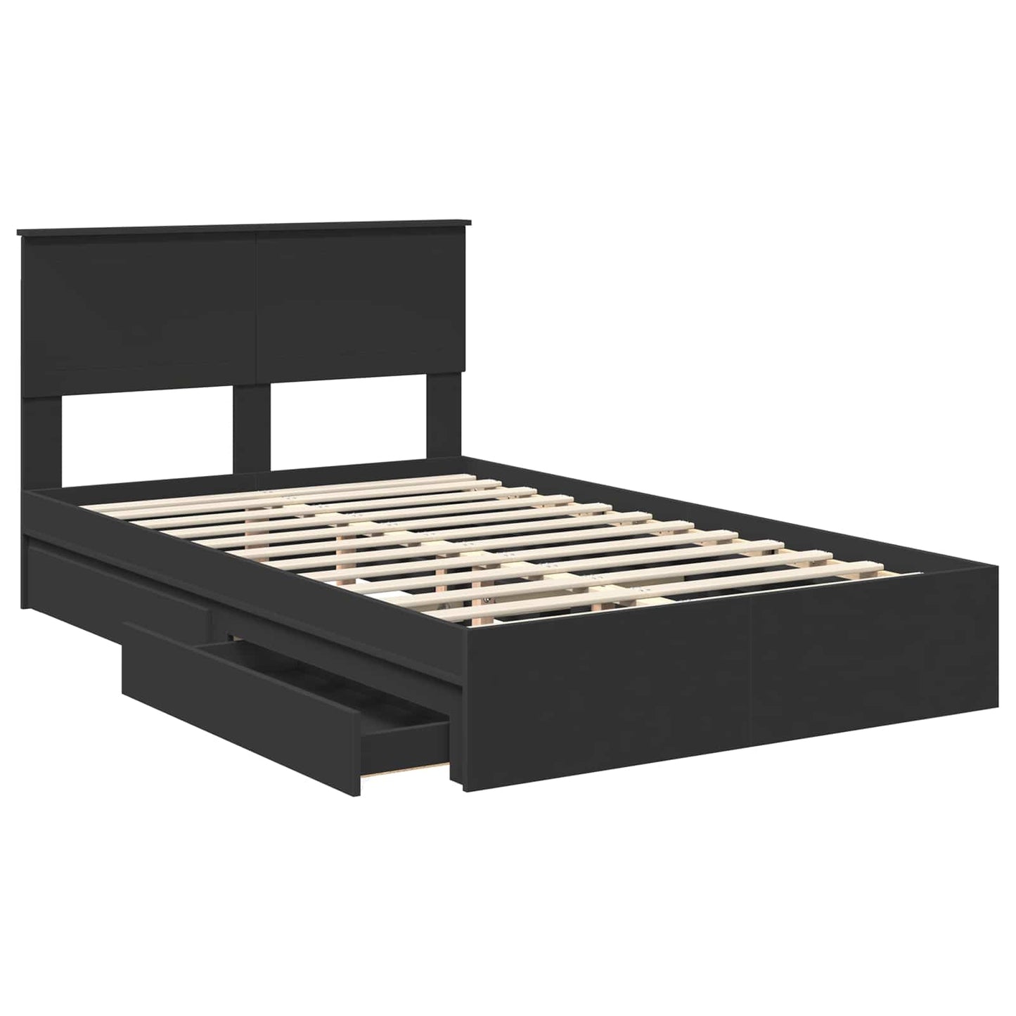 Storage Bed with Headboard Black 120 x 200 cm Engineered Wood