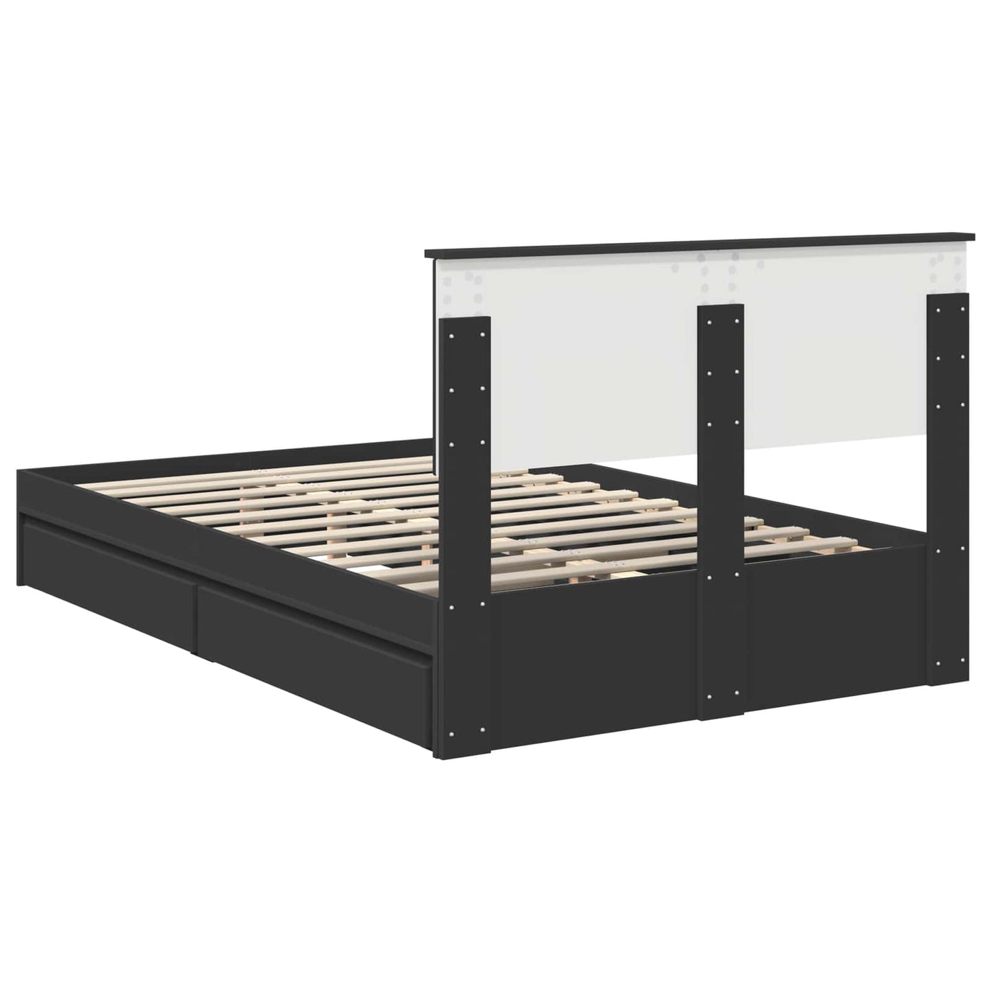 Storage Bed with Headboard Black 120 x 200 cm Engineered Wood