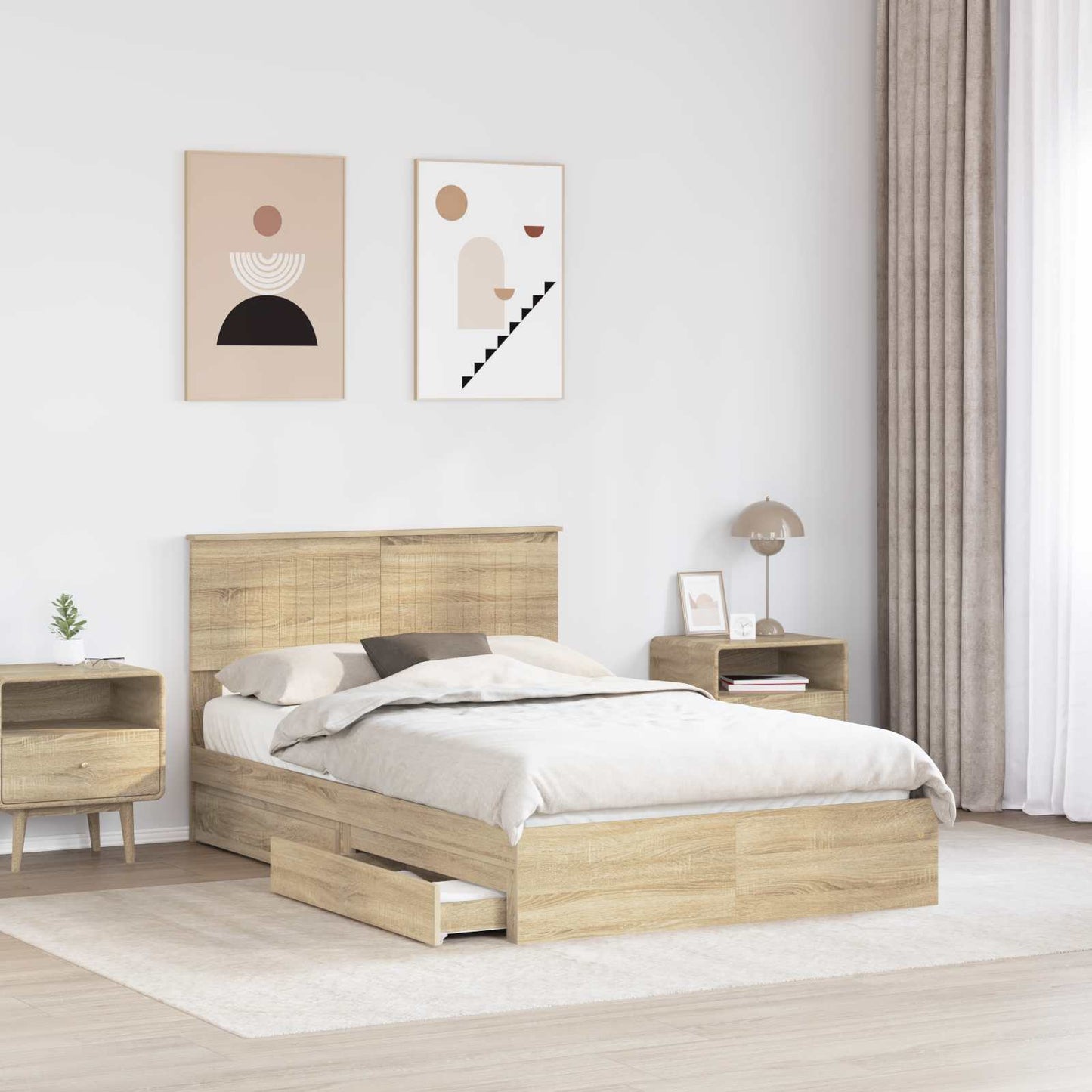 Storage Bed with Drawer Sonoma Oak 120 x 200 cm Engineered Wood