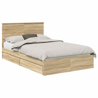 Storage Bed with Drawer Sonoma Oak 120 x 200 cm Engineered Wood