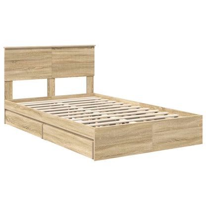Storage Bed with Drawer Sonoma Oak 120 x 200 cm Engineered Wood