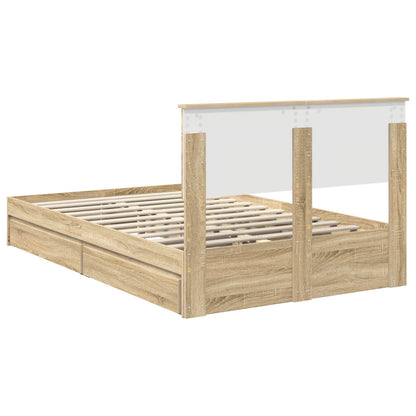 Storage Bed with Drawer Sonoma Oak 120 x 200 cm Engineered Wood