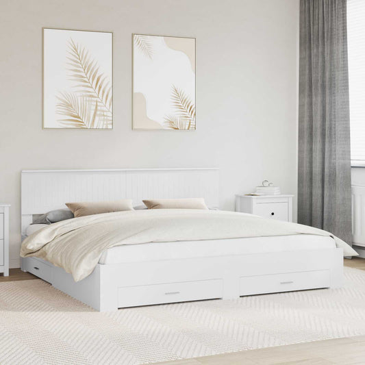 Bed Frame with Headboard White 200 x 200 cm Engineered Wood