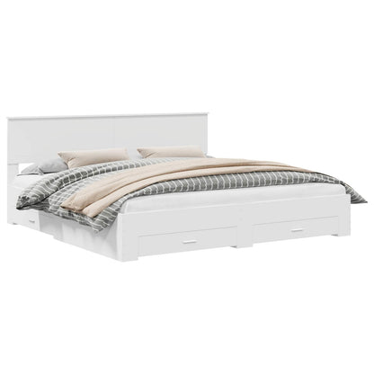 Bed Frame with Headboard White 200 x 200 cm Engineered Wood
